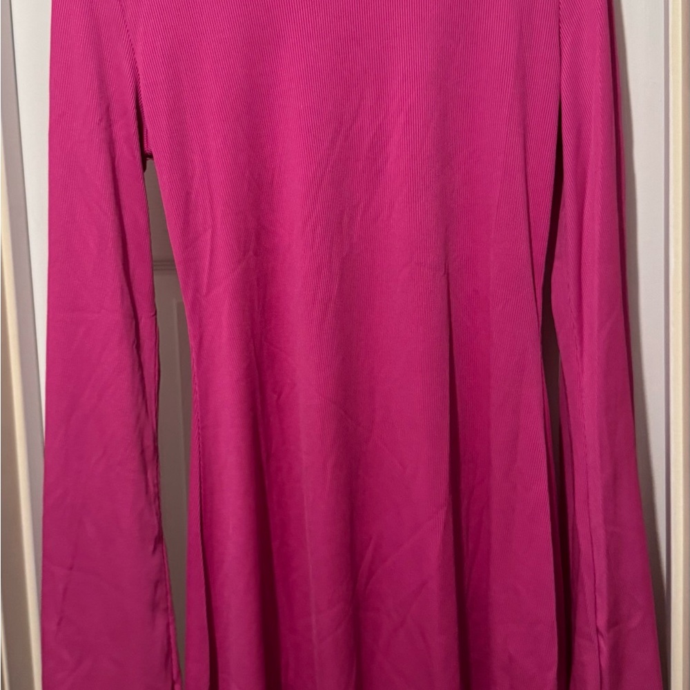Vibrant Pink Long Sleeve Dress